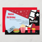 映画夜子供の誕生日のパーティの招待状 招待状 (正面/裏面)