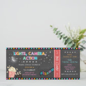 映画夜誕生日の招待状映画チケットのパーティー 招待状 (スタンド正面)