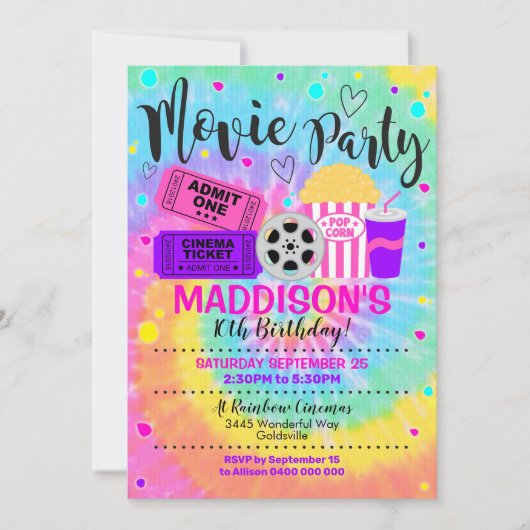 映画招待状ガールシネマパーティー招待状 招待状 (正面)