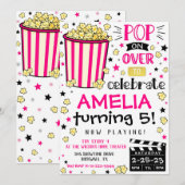 映画招待 映画 誕生日パーティー 劇場 招待状 (正面/裏面)