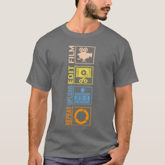 映画撮影フィルム編集アップロードリピート 楽しい Tシャツ