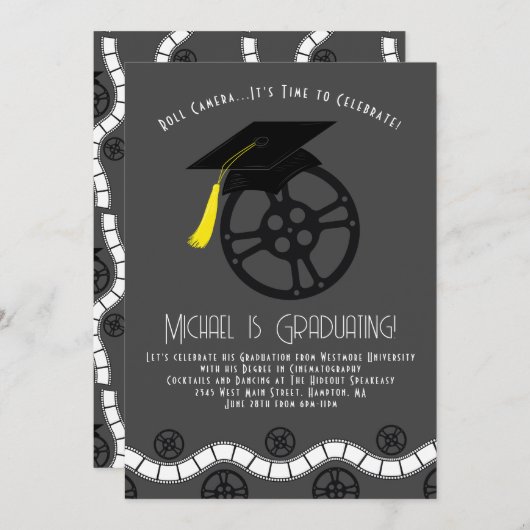 映画撮影映画卒業パーティー 招待状 (正面/裏面)