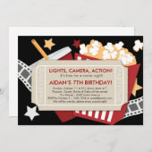 映画時間招待状-男の子または女の子のための… 招待状 (正面/裏面)