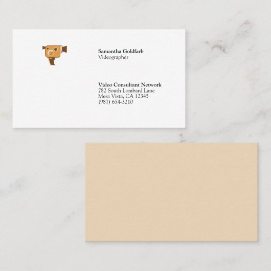 映画用カメラのビデオグラファーの映画製作者のミニマルなスタイル 名刺 (正面/裏面)