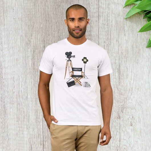 映画監督の椅子とヴィンテージ映画カメラセット Tシャツ