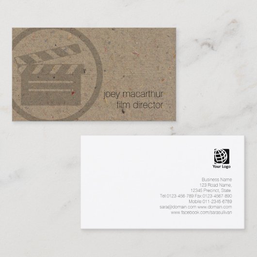 映画監督クラッパーボードのアイコンフィルム写真 名刺 (正面/裏面)