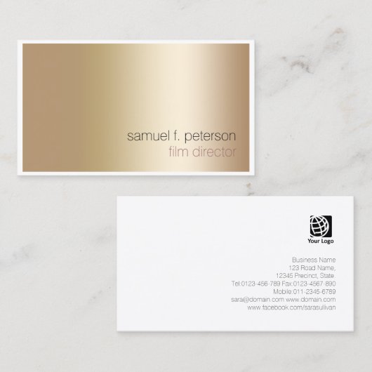 映画監督ビジュアルアーツメディアエレガントゴールドシンプル 名刺 (正面/裏面)