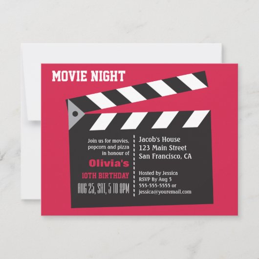映画監督取締役会ムービーナイト誕生日会 招待状 (正面)