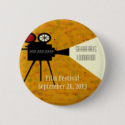 映画祭のカメラ 缶バッジ (正面)