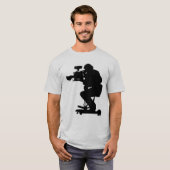 映画製作者は灰色半合われたメンズティーのシルエットを描きます Tシャツ (正面フル)