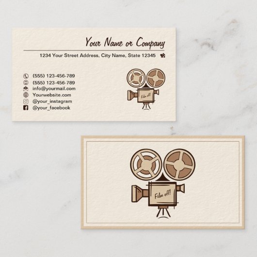 映画製作者、映画製作者、監督、俳優。 名刺 (正面/裏面)