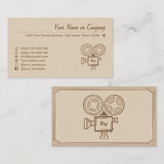 映画製作者、映画製作者、監督、俳優。 名刺 (正面/裏面)