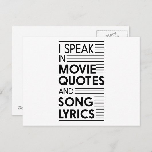 映画話の引用文と歌の歌詞に携わる ポストカード (正面/裏面)