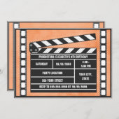 映画誕生会の下見板のオレンジ 招待状 (正面/裏面)