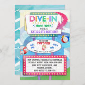 映画誕生日のパーティの招待状の飛び込み 招待状 (正面/裏面)