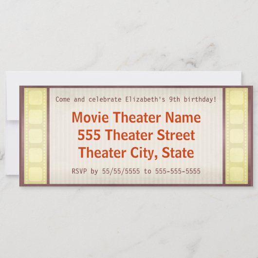 映画誕生日パーティーのマーキー 招待状 (裏面)