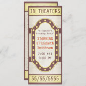 映画誕生日パーティーのマーキー 招待状 (正面/裏面)