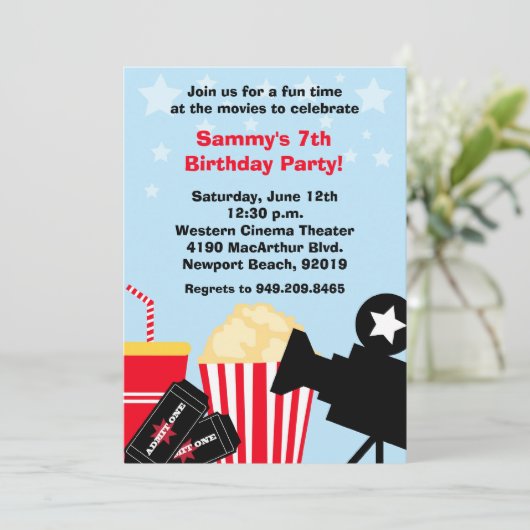 映画誕生日パーティーの招待 招待状 (スタンド正面)