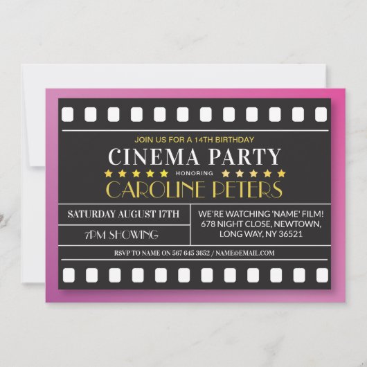 映画誕生日パーティーAny Age Theater映画招待状 招待状 (正面)