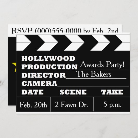 映画賞のパーティの招待状 招待状 (正面/裏面)