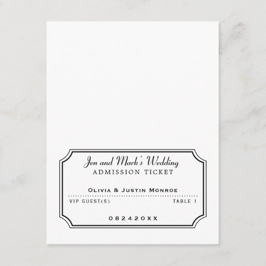 映画鑑賞チケット白黒プレイスカード 招待状 (正面)