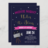 映画鑑賞会の誕生日パーティー招待状 招待状 (正面/裏面)
