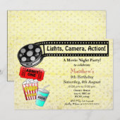 映画鑑賞会の誕生日パーティー招待状 招待状 (正面/裏面)