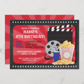 映画鑑賞会 映画館 誕生日パーティー招待状 招待状 (正面/裏面)