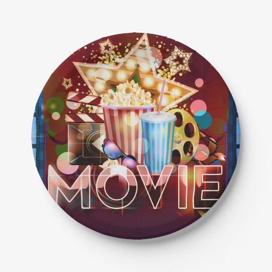 映画鑑賞会 誕生日パーティー 映画の夜 ペーパープレート (正面)