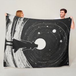 映画静か時代のスター | 黒と白の漫画 フリースブランケット