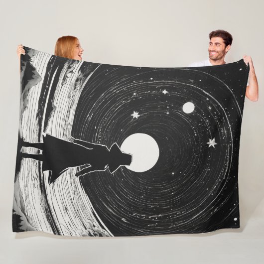 映画静か時代のスター | 黒と白の漫画 フリースブランケット (インサイチュ)