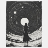 映画静か時代のスター | 黒と白の漫画 フリースブランケット (正面)