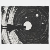 映画静か時代のスター | 黒と白の漫画 フリースブランケット (正面(横))