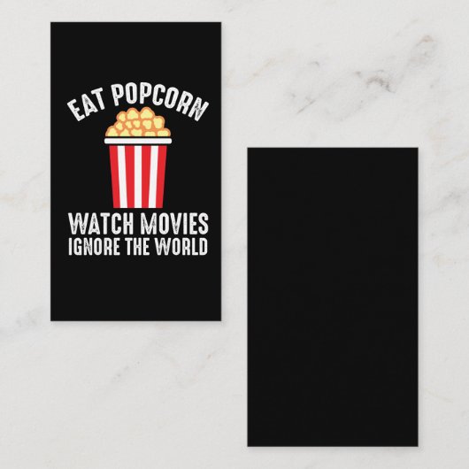 映画食べ·ポップコーンが映画を見て世界を無視 名刺 (正面/裏面)