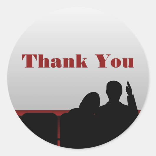 映画館ありがとうステッカー，赤 ラウンドシール (正面)