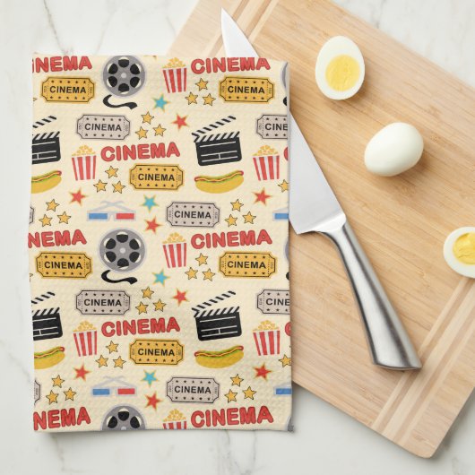 映画館のおもしろいパターン キッチンタオル (四つ折り)