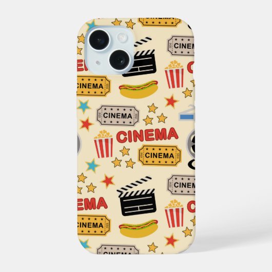 映画館のおもしろいパターン iPhone 15ケース (裏面)