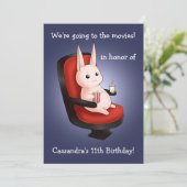 映画館のかわいいバニーの誕生日 招待状 (スタンド正面)