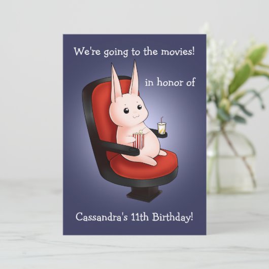 映画館のかわいいバニーの誕生日 招待状 (スタンド正面)