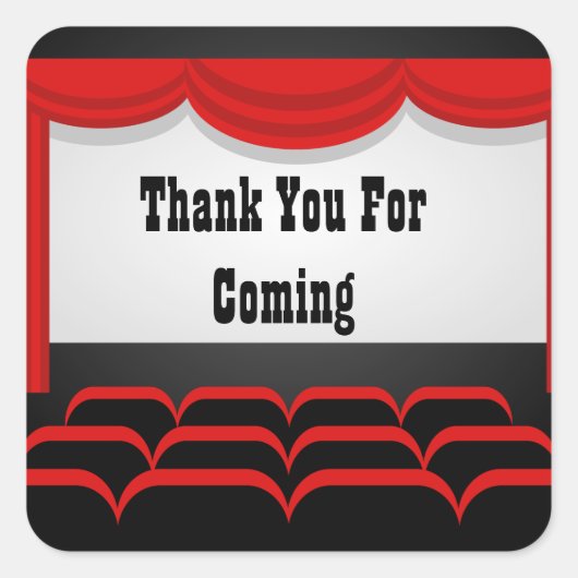 映画館のステッ感謝していクのためのあなたの来スクリーン スクエアシール (正面)