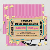 映画館のチケット ピンクの招待状 招待状 (正面/裏面)