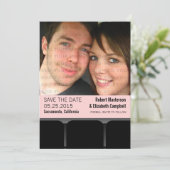 映画館の写真を保存する日付招待状，ピンク セーブザデート (スタンド正面)