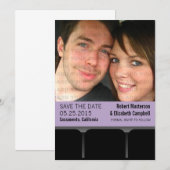 映画館の写真を保存する日付招待状、薄紫 セーブザデート (正面/裏面)