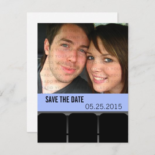 映画館の写真日付はがきを保存する青 案内ポストカード (正面/裏面)