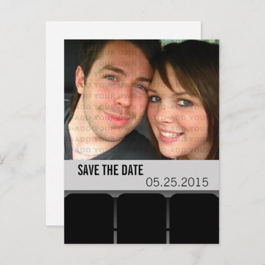 映画館の写真日付はがきを保存，グレー 案内ポストカード (正面/裏面)