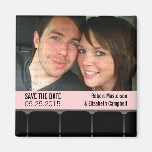 映画館の写真Save the Date Magnet, Pink マグネット (正面)