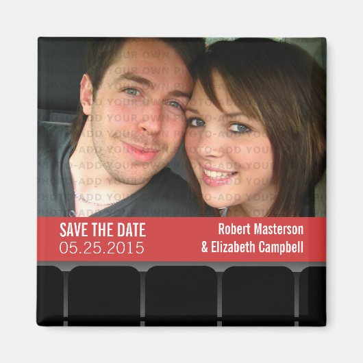 映画館の写真Save the Date Magnet, Red マグネット (正面)