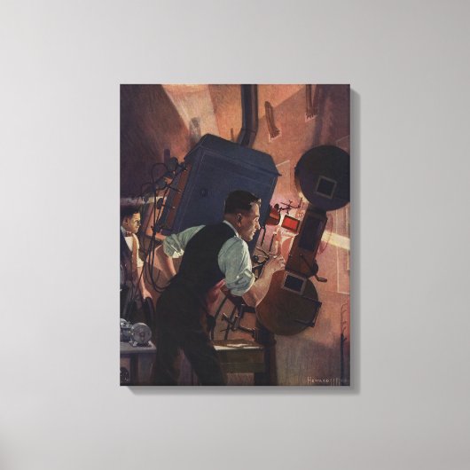 映画館の映写技師、ヴィンテージ ビジネス キャンバスプリント (正面)