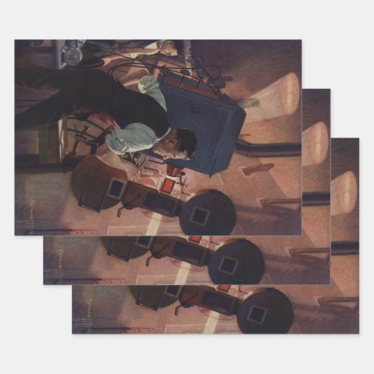 映画館の映写技師、ヴィンテージ ビジネス ラッピングペーパーシート (セット)