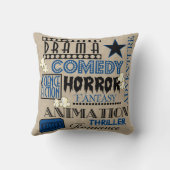 映画館の映画館のジャンルのチケットの枕暗い青 クッション (裏面)